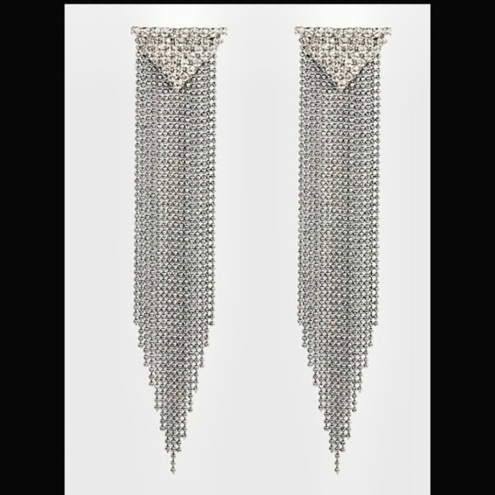 EXPRESS ⚡️ statement fringe arrow rhinestone earrings
